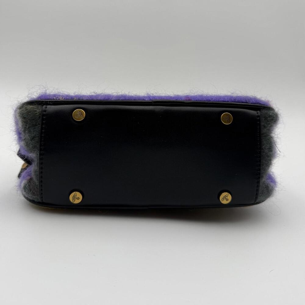 Vivienne Westwood Orb Wool Mini Chain Bag Plaid Gold Hardware - Picture 8 of 9